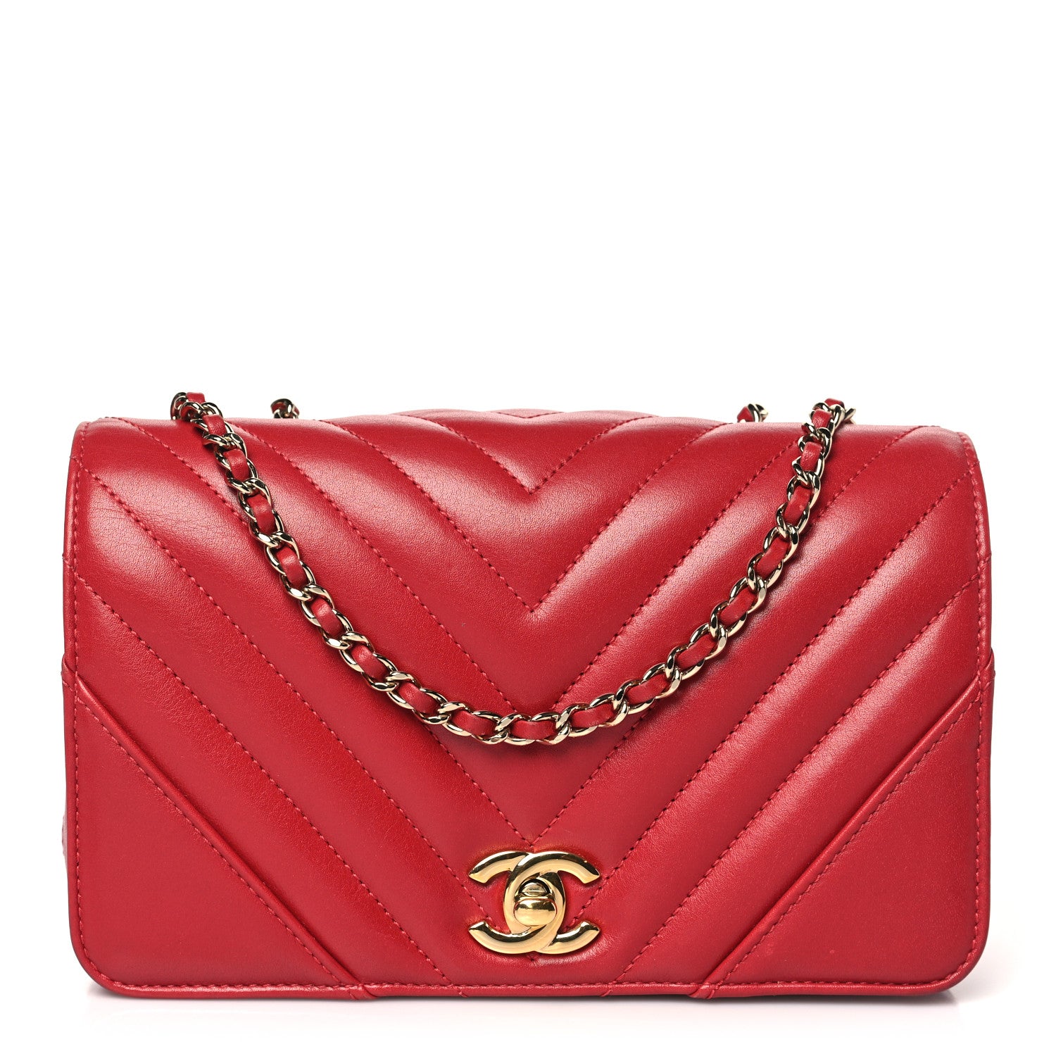 Chanel Calfskin Chevron Quilted Mini Statement Flap Red 1 of 9