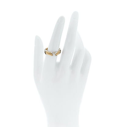 Tiffany 18K Yellow Gold Platinum Diamond Schlumberger Rope Three Row X Ring 54 7 2 of 5