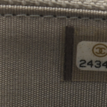 Chanel Cracked Metallic Calfskin Quilted Medium Boy Zip Around Wallet Dark Silver 15 of 18