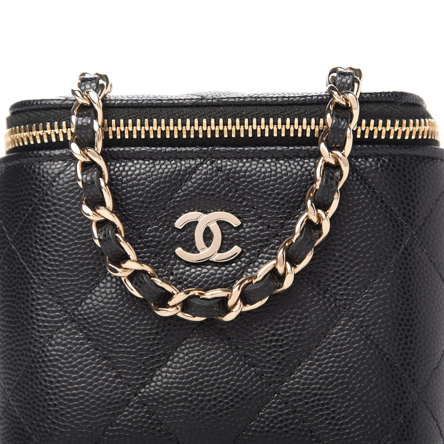 Chanel Caviar Quilted Mini Vanity Case With Chain Black 10 of 10