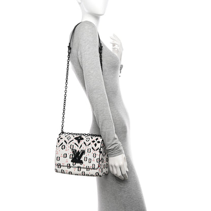 Louis Vuitton Calfskin Graphic Print Twist Shoulder Bag MM White Black 2 of 11