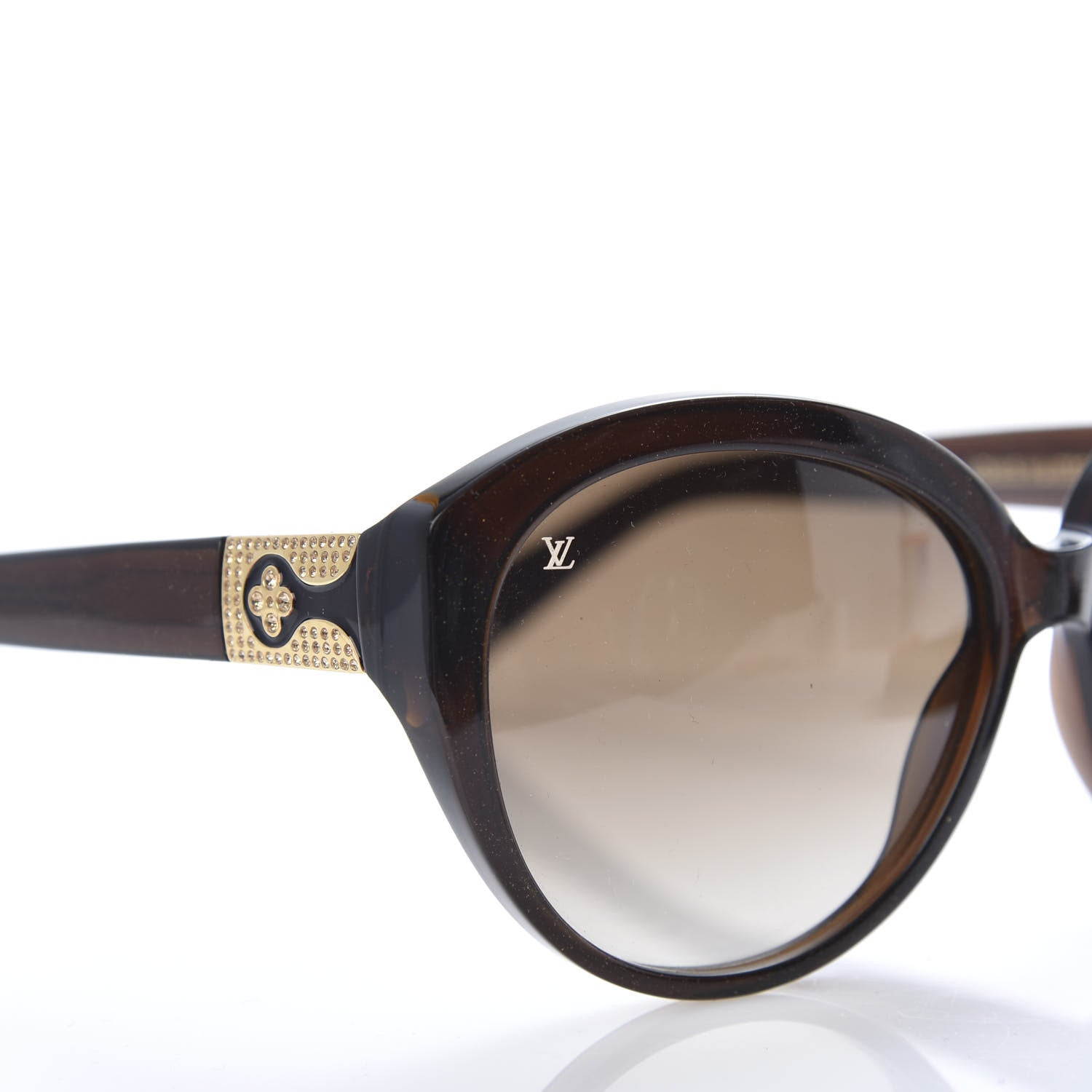 Louis Vuitton Acetate Heather Strass Cat Eye Sunglasses Z0595W Brown 7 of 8