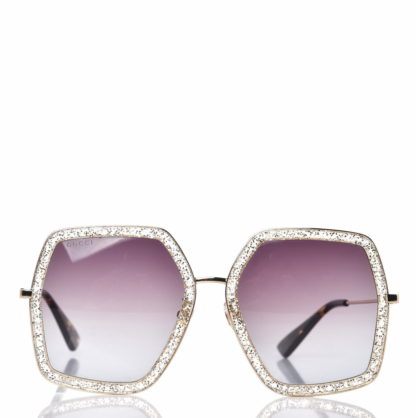 Glitter Acetate Oversize Square Frame Sunglasses GG0106S Gold