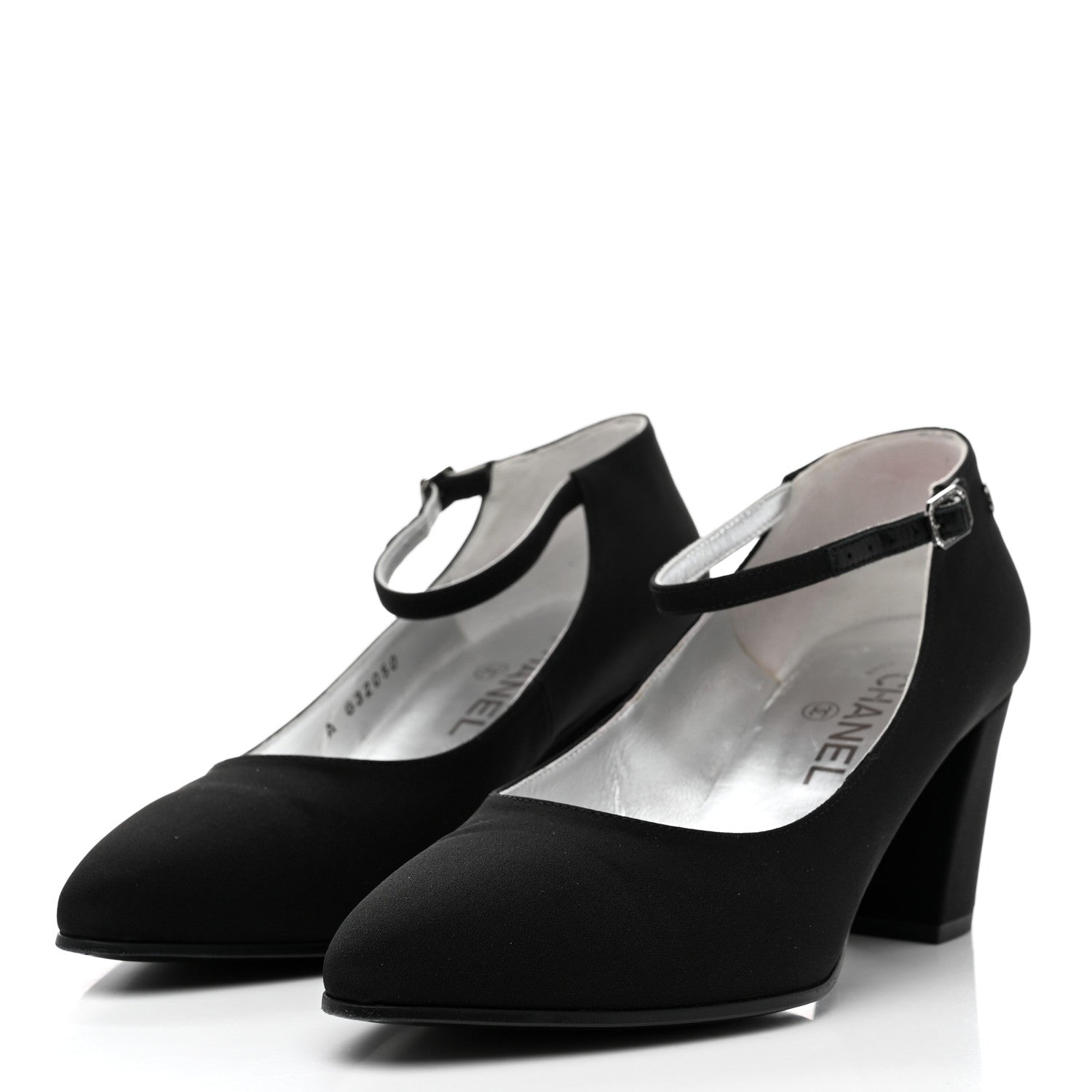 Chanel Crepe Satin Mary Jane Pumps 38 Black 3 of 11