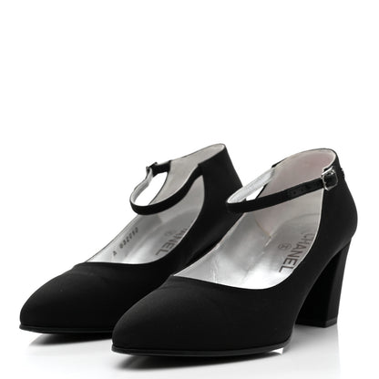 Chanel Crepe Satin Mary Jane Pumps 38 Black 3 of 11