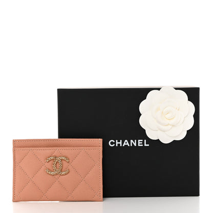 Chanel Caviar Metal Perforated Quilted CC Card Holder Beige 9 of 9
