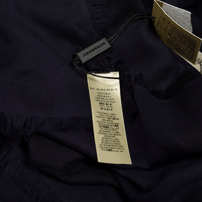 Burberry Modal Wool Overdyed Chambray Check Square Scarf Dark Purple 3 of 3