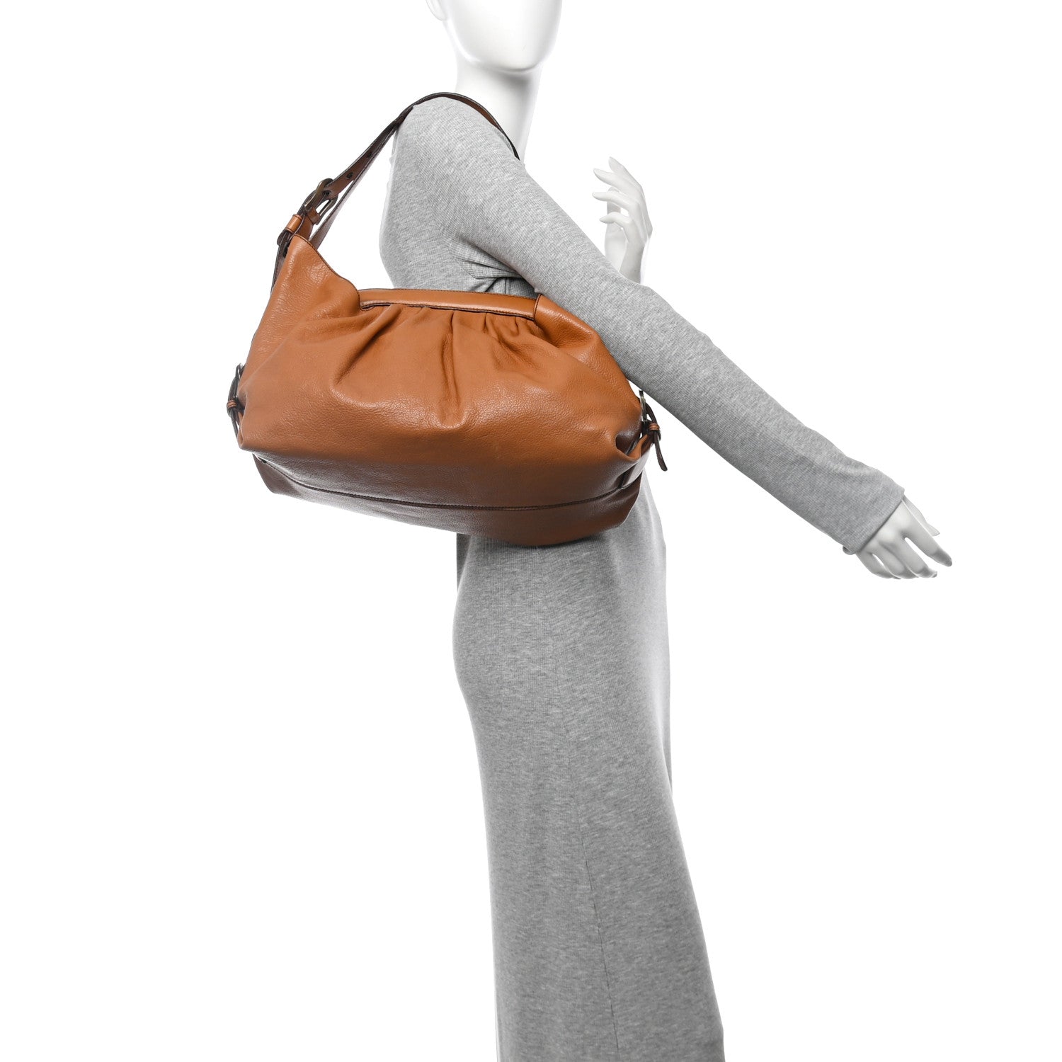 Fendi Grained Calfskin Doctor B Hobo Bag Cognac 3 of 16
