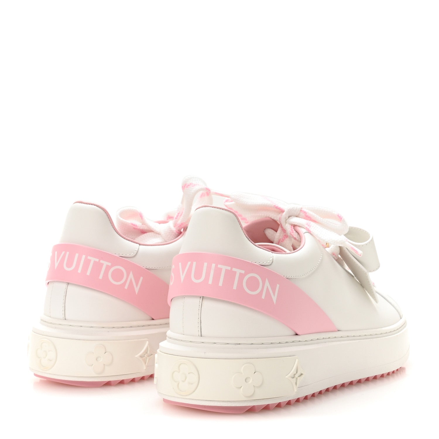 Louis Vuitton Calfskin Time Out Bow Sneakers 41 White Pink 5 of 8