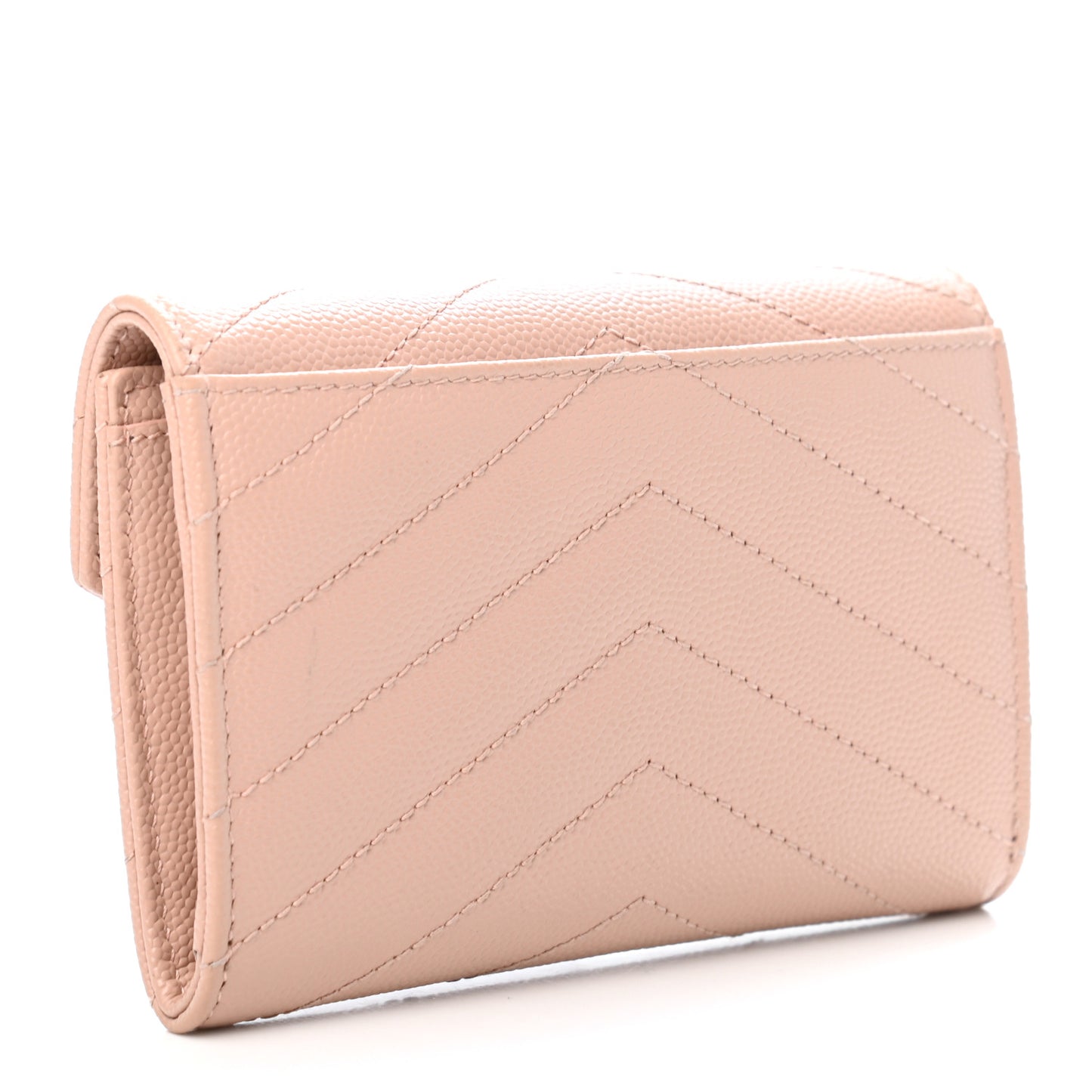 Grain De Poudre Matelasse Chevron Small Monogram Envelope Wallet Pale Blush
