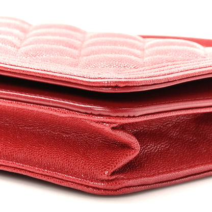 Chanel Caviar Quilted Boy Wallet On Chain WOC Red 9 of 9