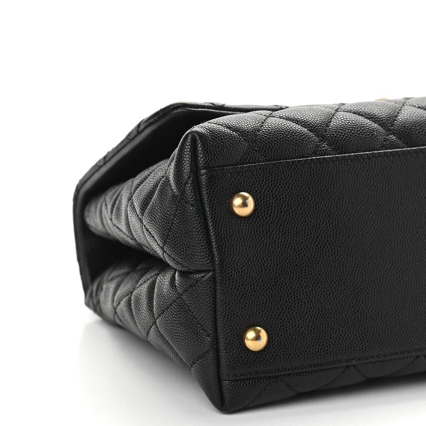 Caviar Quilted Small Coco Handle Flap Black