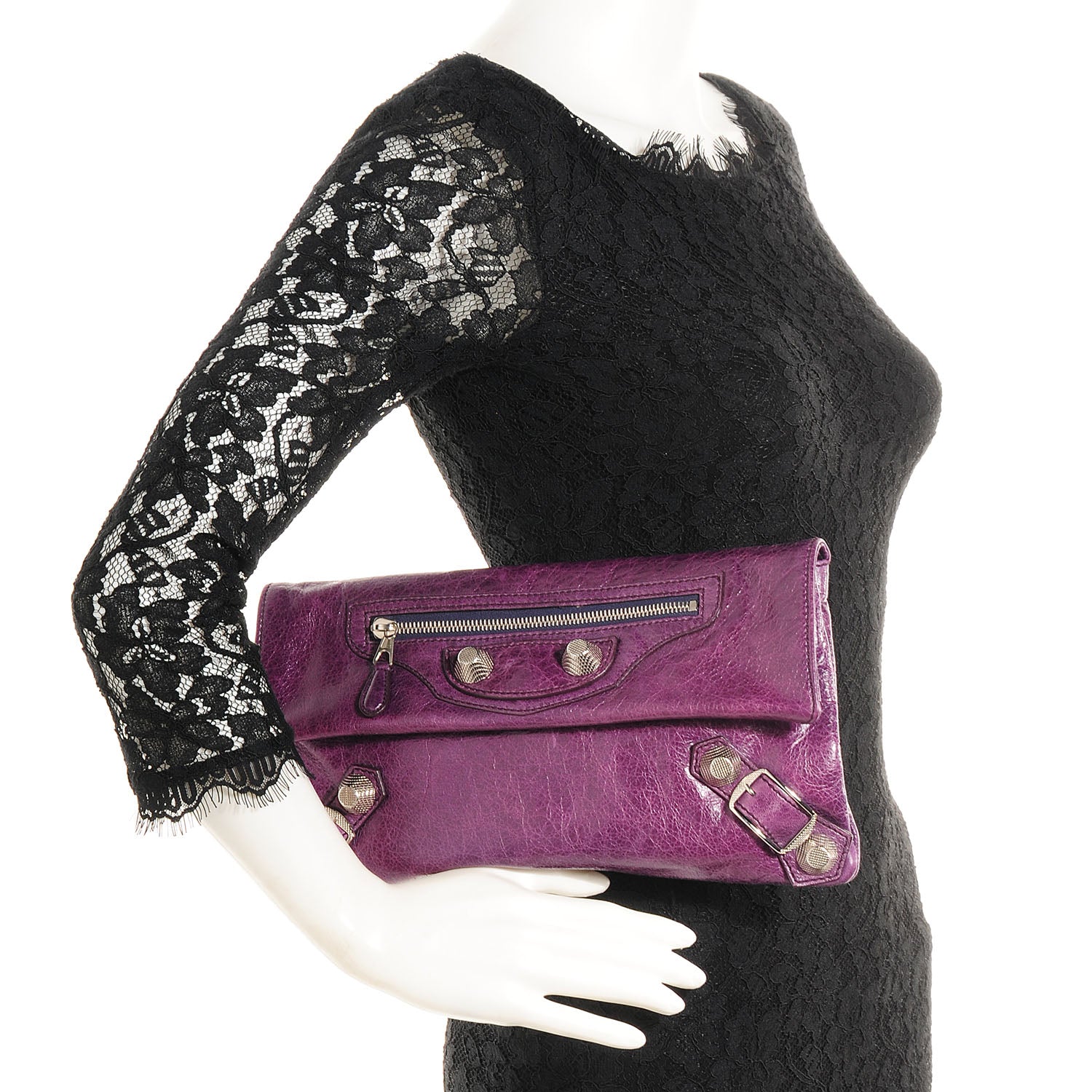 Balenciaga Agneau Giant 21 Silver Hardware Envelope Clutch Raisin 2 of 13