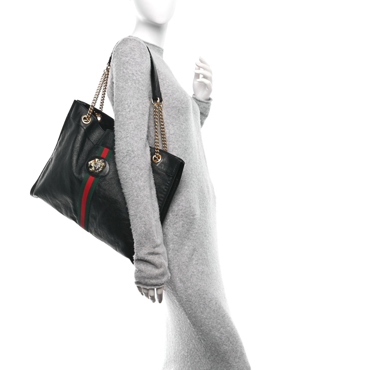Gucci Calfskin Large Rajah Chain Tote Black 2 of 11