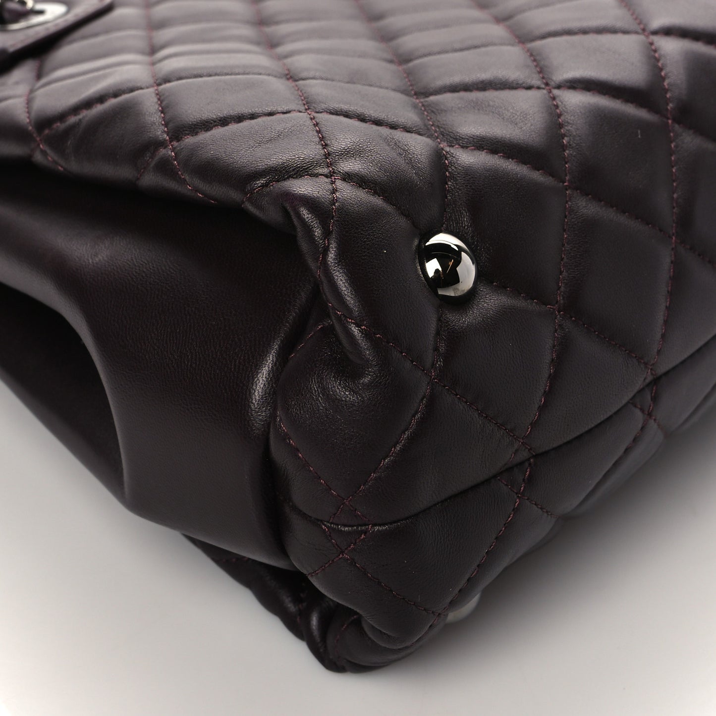 Lambskin Quilted Small Coco Loop Tote Burgundy