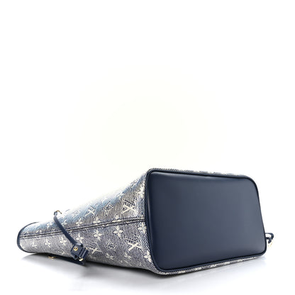Louis Vuitton Monoglam Neverfull MM Blue 5 of 9