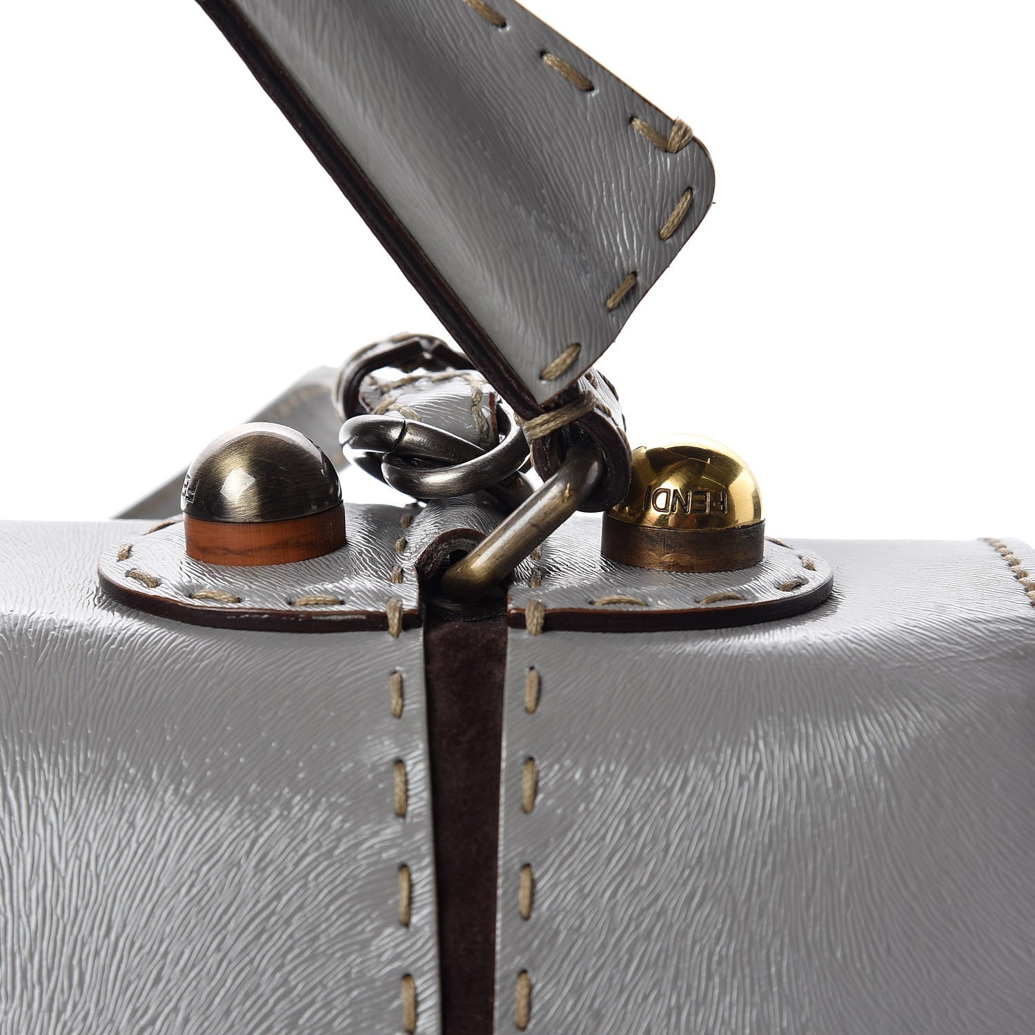 Fendi Glazed Calfskin Secret Code Satchel Grey 10 of 11