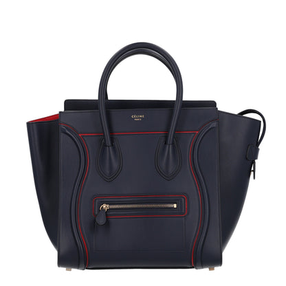 Celine Satin Debossed Calfskin Mini Luggage Navy Blue 1 of 10
