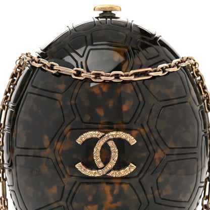 Chanel Plexiglass Tortoise Shell CC Round Minaudiere Clutch 8 of 10