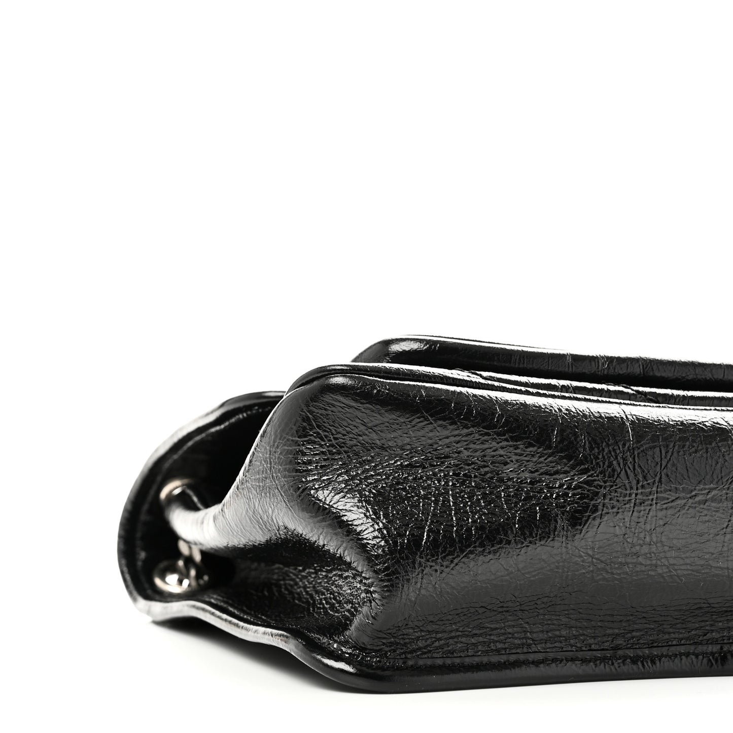 Crinkled Calfskin Matelasse Monogram Medium Niki Chain Satchel Black