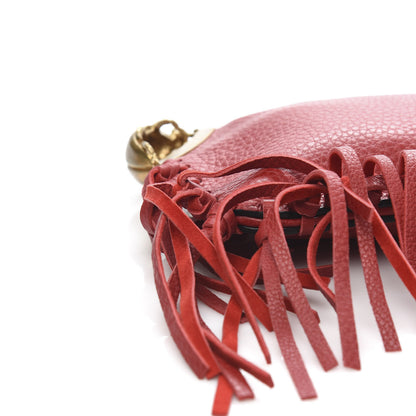Valentino Garavani Grained Calfskin C-Rockee Sagittarius Fringe Clutch Scarlet 7 of 8