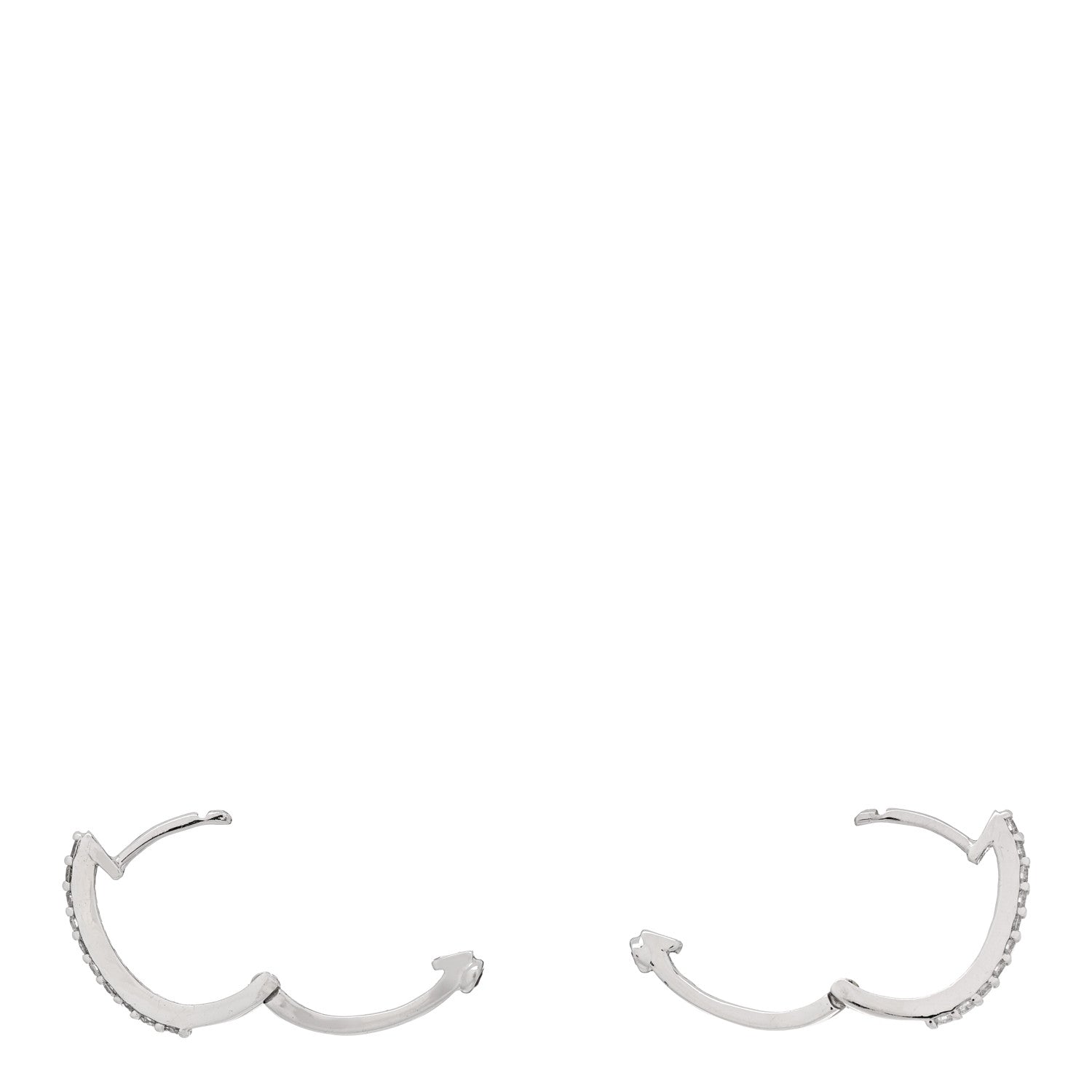 Roberto Coin 18K White Gold Diamond Pave Huggie Earrings 3 of 4