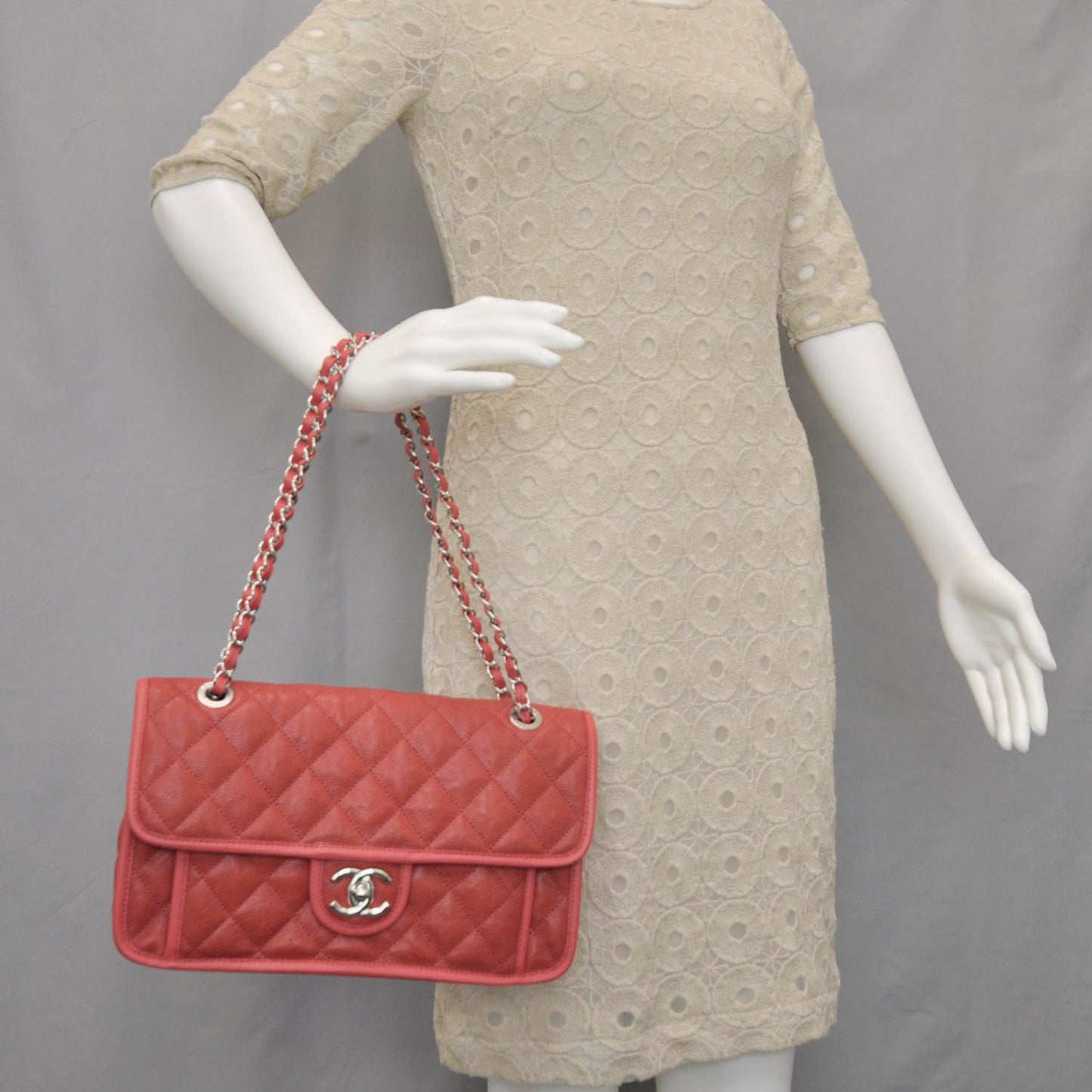 Suede Calfskin French Riviera Flap Red