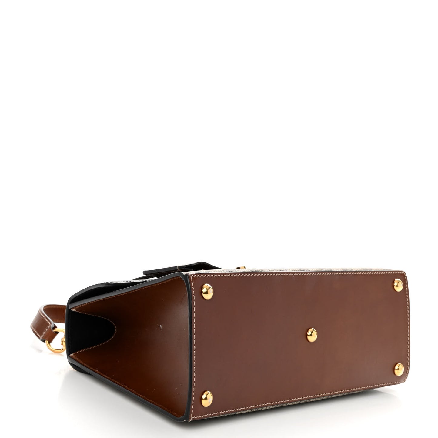 GG Supreme Monogram Calfskin Small Padlock Top Handle Bag Beige Black Cuir