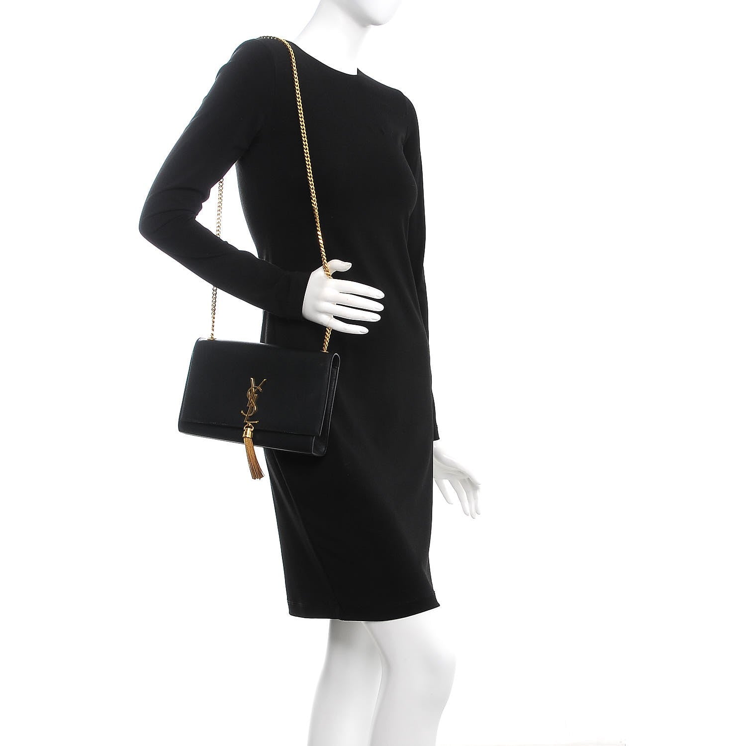Saint Laurent Smooth Calfskin Medium Classic Monogram Kate Tassel Satchel Black 2 of 8