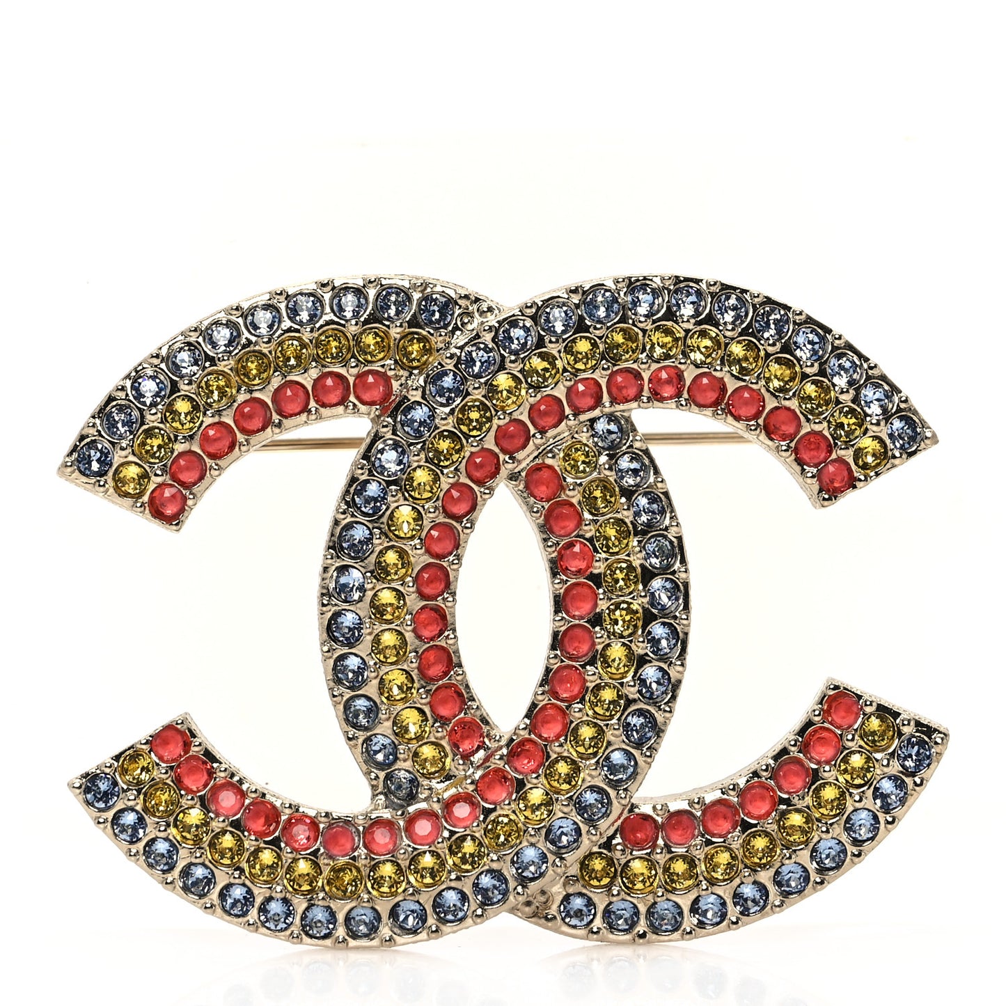Crystal Rainbow CC Brooch Gold Multicolor