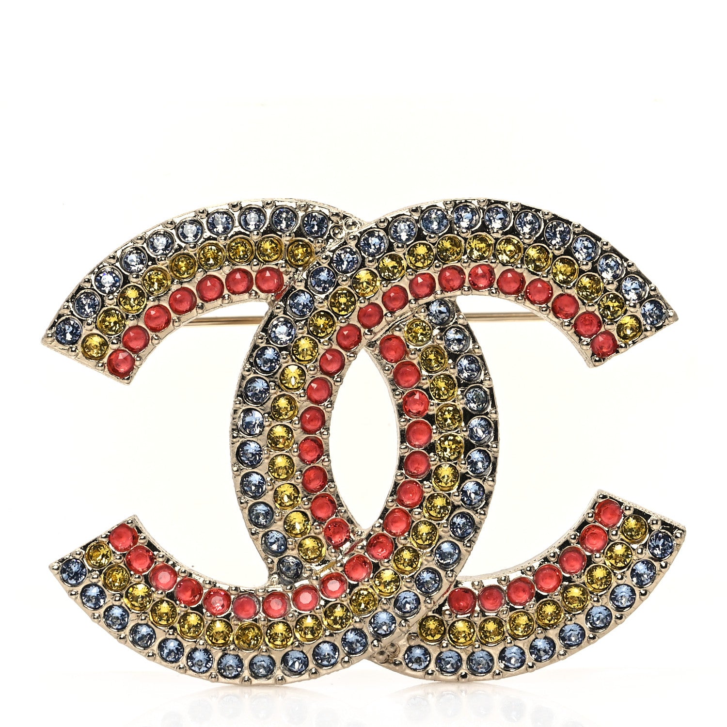Chanel Crystal Rainbow CC Brooch Gold Multicolor 1 of 4