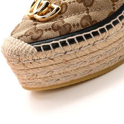 Gucci Monogram Matelasse GG Marmont Ankle Wrap Platform 35/120mm Espadrille Wedges 37 Beige Ebony Black Sand Storm 13 of 13