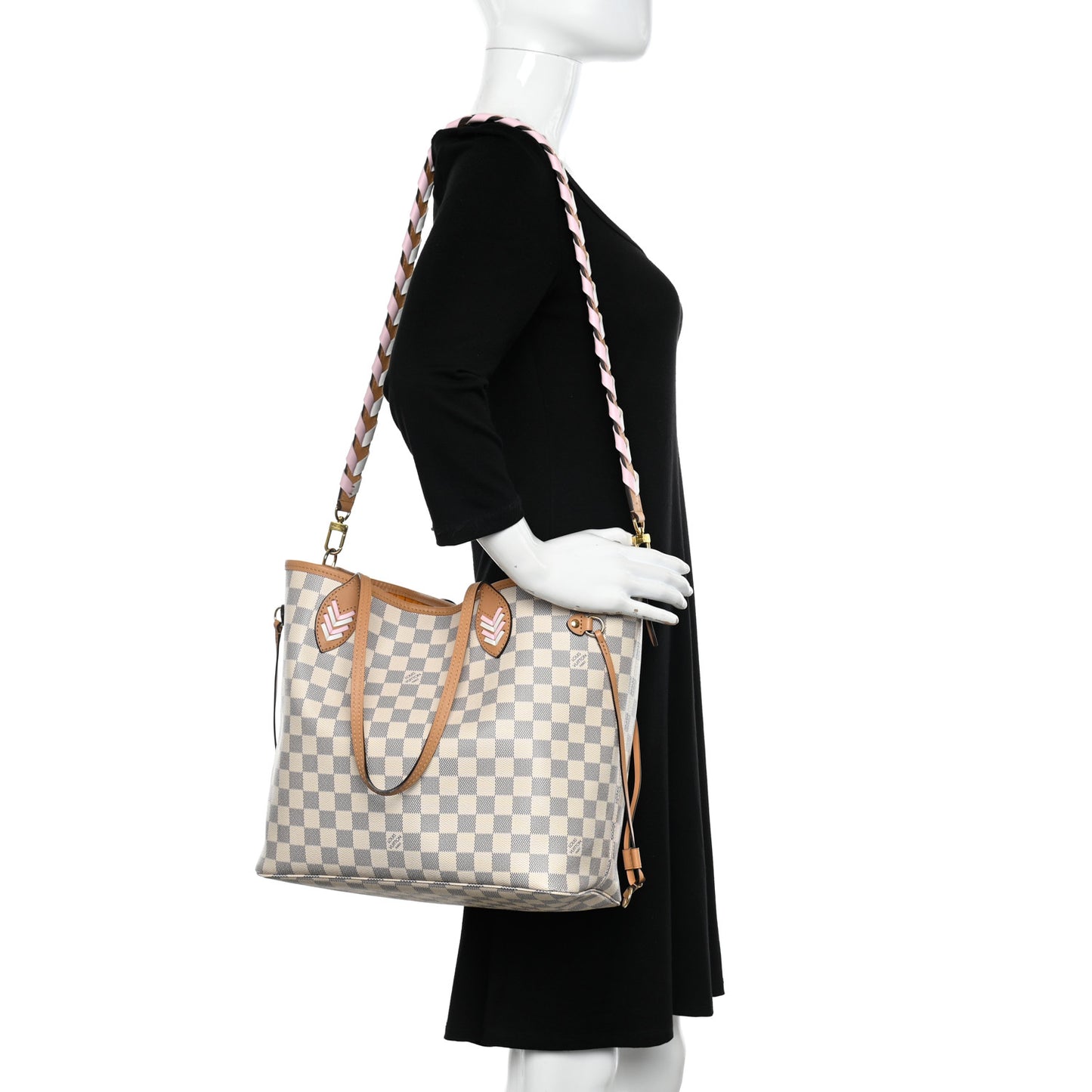 Damier Azur Braided Neverfull MM Orange