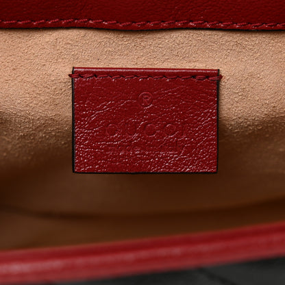 Gucci Vintage Effect Calfskin Matelasse Diagonal Mini Torchon GG Marmont Top Handle Shoulder Bag Black Romantic Cherry 7 of 10