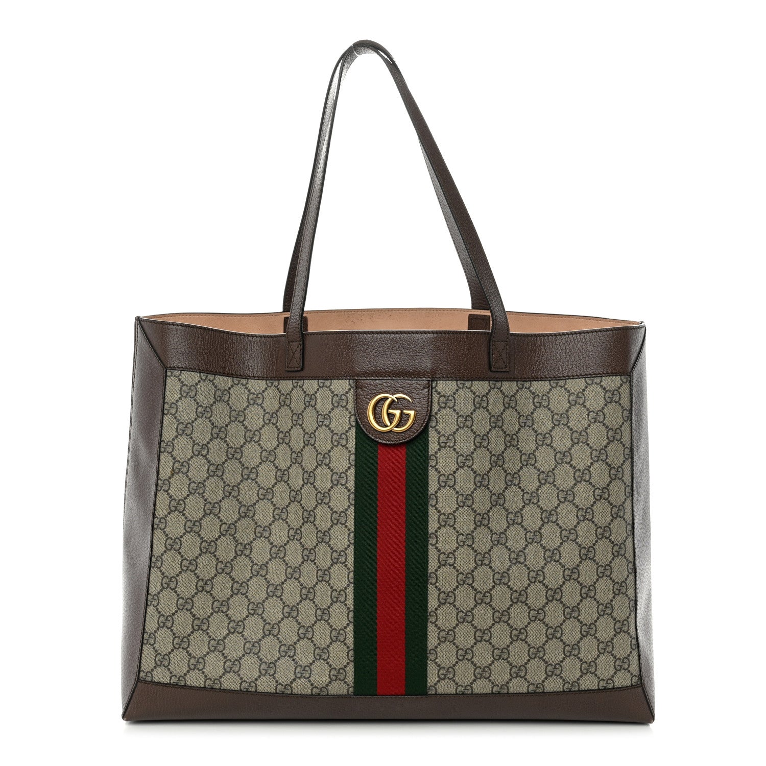 Gucci GG Supreme Monogram Web Ophidia Tote Brown 1 of 15