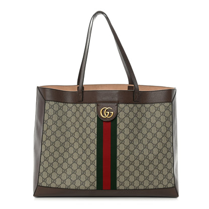 Gucci GG Supreme Monogram Web Ophidia Tote Brown 1 of 15