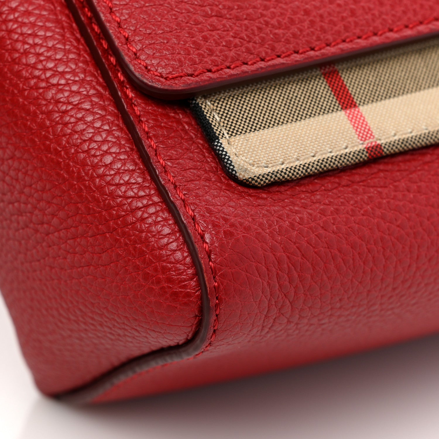 Burberry Calfskin Vintage Check Note Crossbody Bag Carmine Red 11 of 17