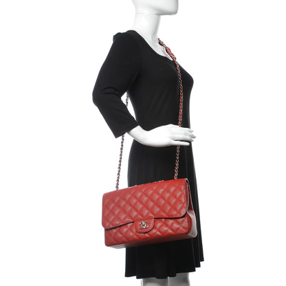 Chanel Caviar Quilted Jumbo Single Flap Red 2 of 8