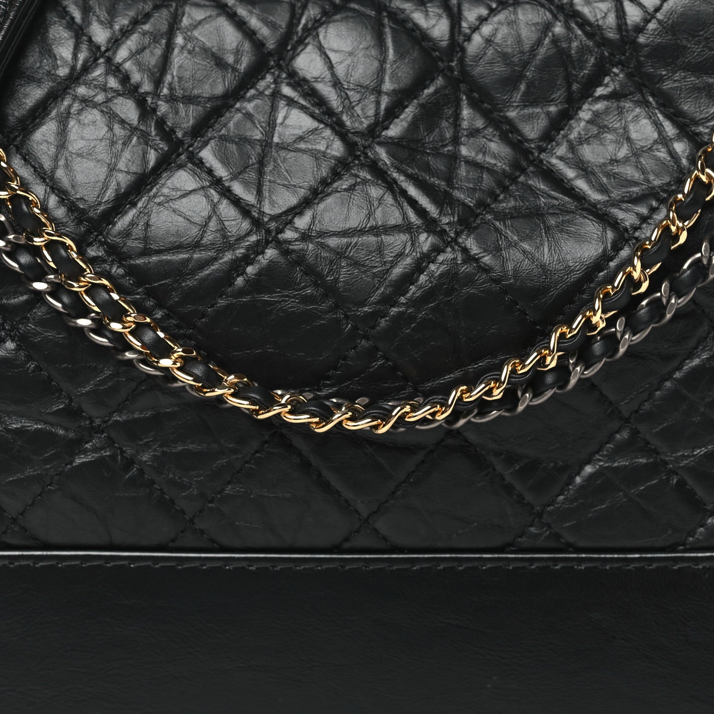 Aged Calfskin Quilted Medium Gabrielle Hobo Black