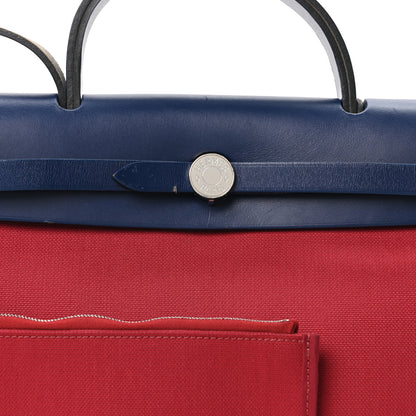 Hermes Military Toile Vache Hunter Herbag Zip 31 PM Rouge Grenat Bleu Saphir 8 of 10