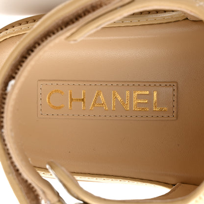 Chanel Lambskin Quilted Velcro Dad Chain CC Slide Sandals 40 Beige 6 of 9