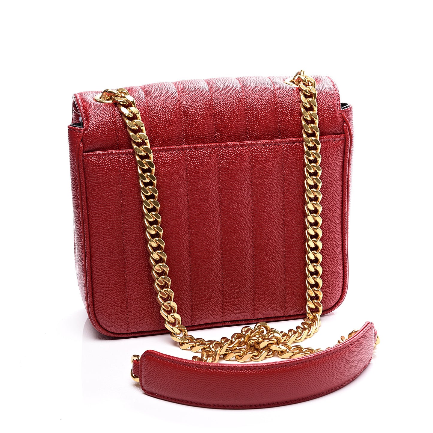 Grain De Poudre Matelasse Monogram Medium Vicky Chain Bag Red