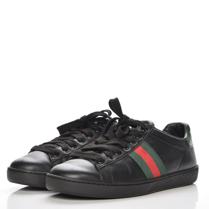 Gucci Calfskin Crocodile Web Ace Sneakers 36.5 Black 3 of 8