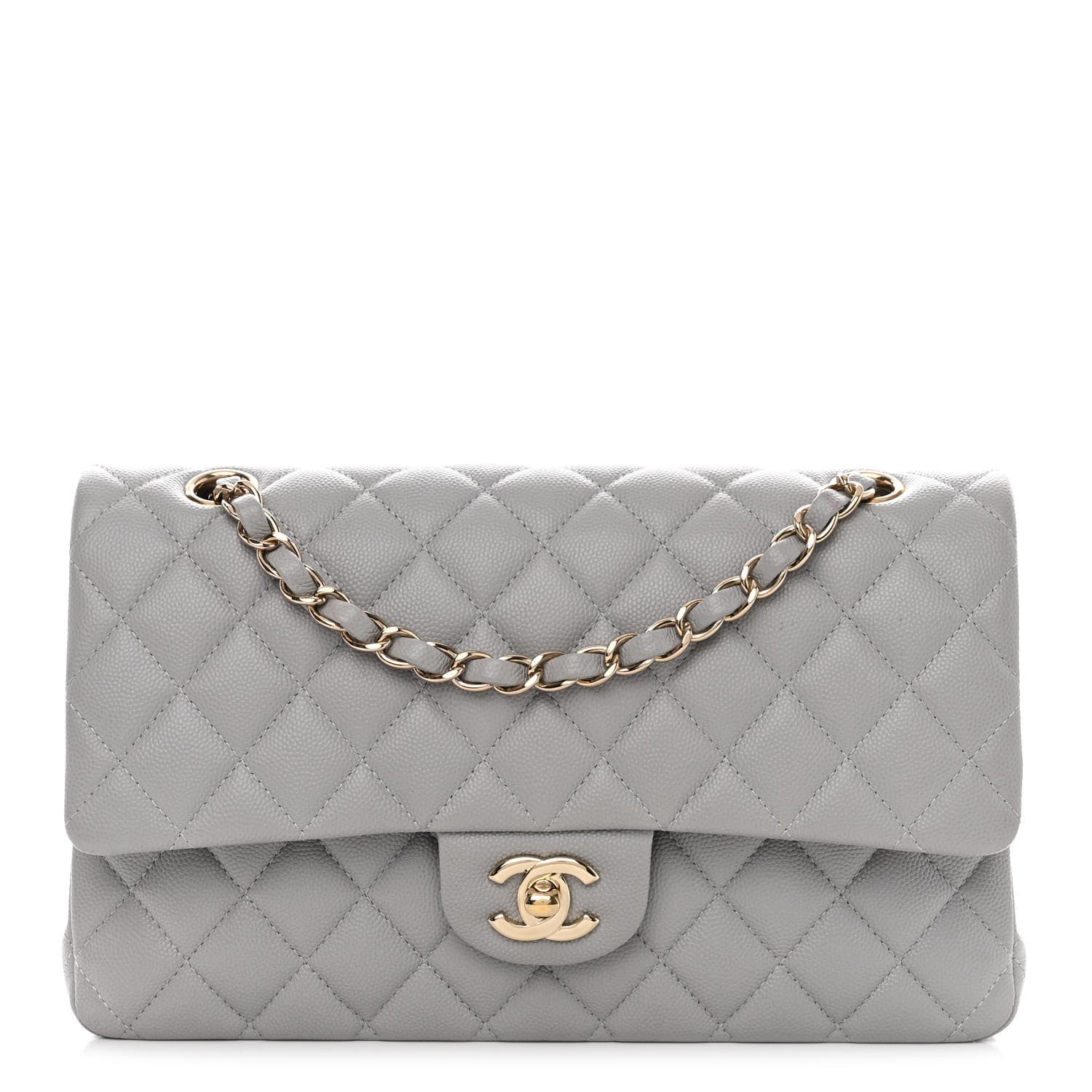 Chanel Caviar Quilted Medium Double Flap Grey 1 of 12