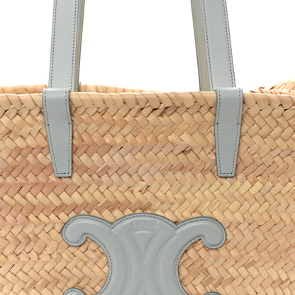 Celine Raffia Calfskin Triomphe Medium Panier Soft Blue 7 of 9