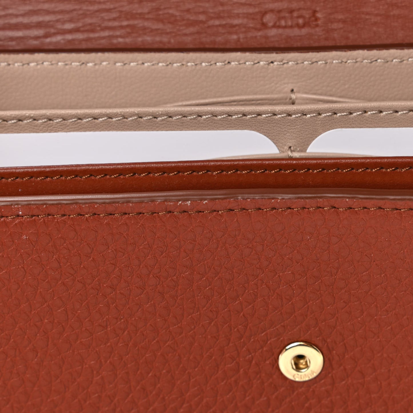 Grained Calfskin Aby Long Wallet Sepia Brown
