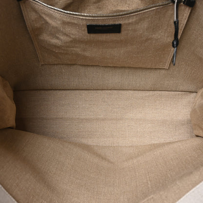 Saint Laurent Linen Calfskin Rive Gauche Tote Optic White 5 of 10