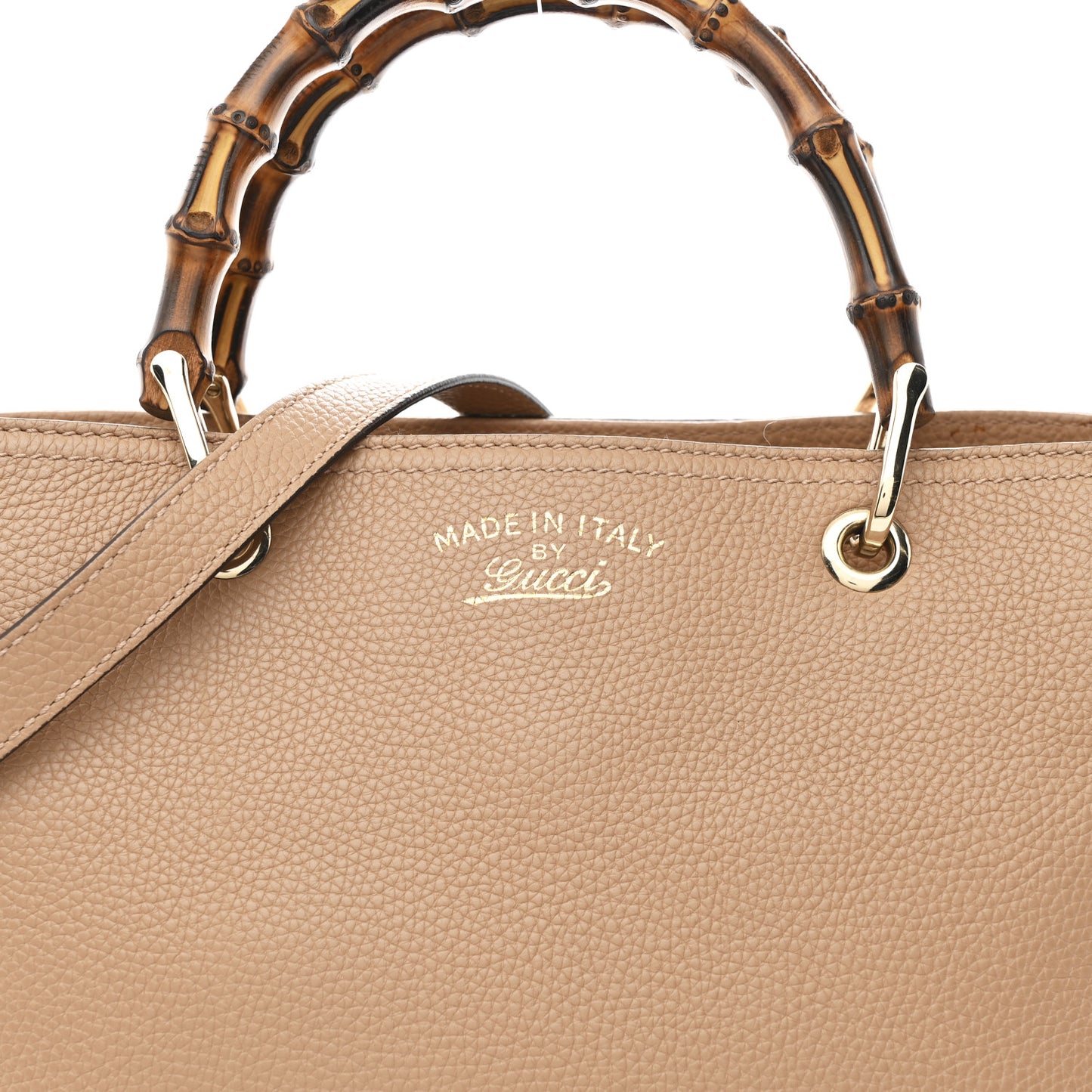 Pebbled Calfskin Medium Bamboo Shopper Tote Camelia