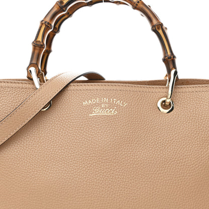 Gucci Pebbled Calfskin Medium Bamboo Shopper Tote Camelia 9 of 13