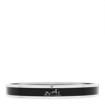 Hermes Enamel Printed Narrow Caleche Bracelet 70 Black 1 of 6